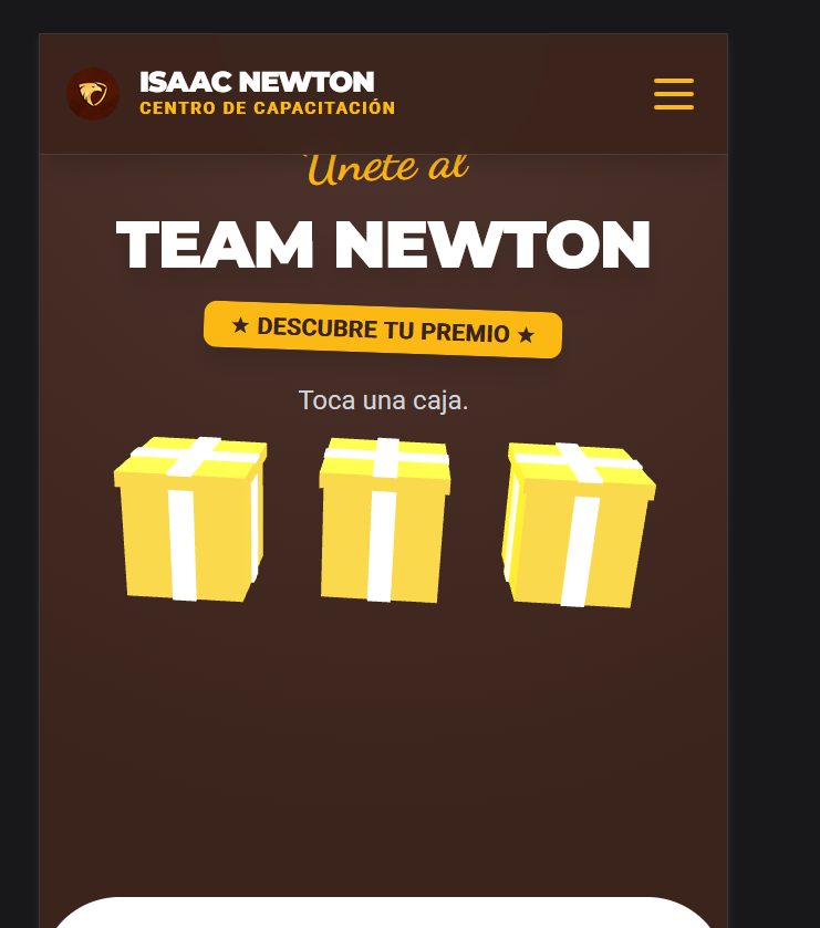 Landing page del CC Isaac Newton, centro de capacitación