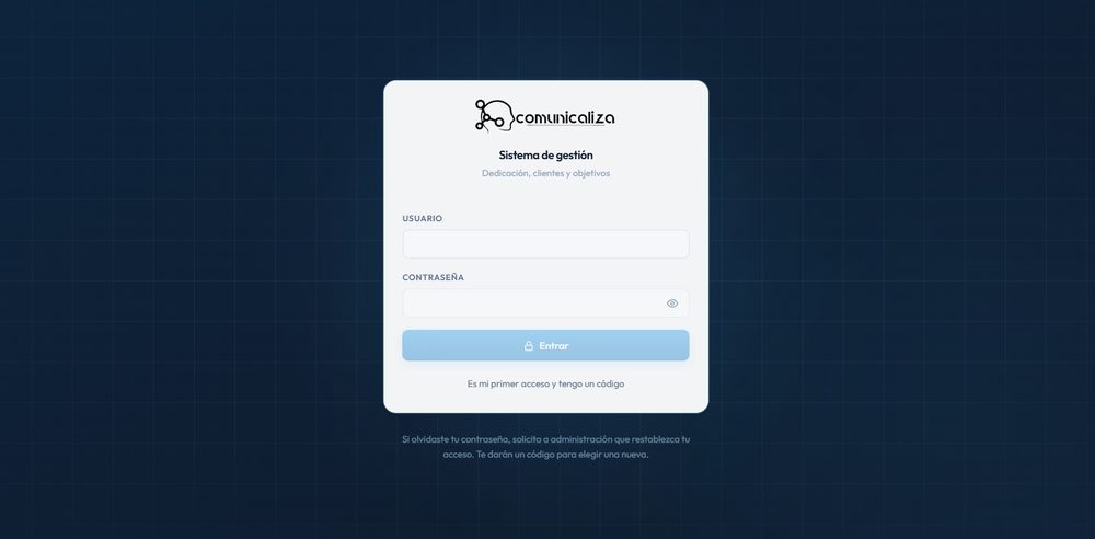 Pantalla de inicio de sesión del sistema de JC Asesoría Contable